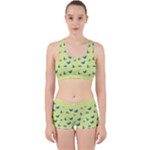 Blue butterflies at lemon yellow, nature themed pattern Work It Out Gym Set