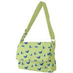 Blue butterflies at lemon yellow, nature themed pattern Full Print Messenger Bag (S)