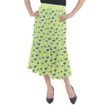 Blue butterflies at lemon yellow, nature themed pattern Midi Mermaid Skirt