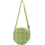 Blue butterflies at lemon yellow, nature themed pattern Crossbody Circle Bag