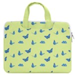 Blue butterflies at lemon yellow, nature themed pattern MacBook Pro Double Pocket Laptop Bag