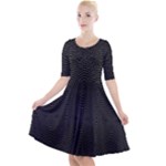 Black And White Kinetic Design Pattern Quarter Sleeve A-Line Dress