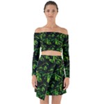 Jungle Camo Tropical Print Off Shoulder Top with Skirt Set