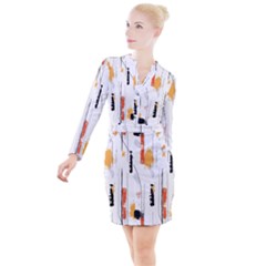 Button Long Sleeve Dress 