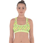 Vector Fruits pattern, pastel colors, yellow background Cross Back Hipster Bikini Top 