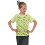 Vector Fruits pattern, pastel colors, yellow background Kids  Mesh Piece Tee