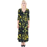 Folk flowers art pattern Floral  surface design  Seamless pattern Quarter Sleeve Wrap Maxi Dress