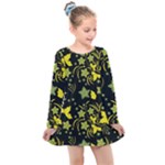 Folk flowers art pattern Floral  surface design  Seamless pattern Kids  Long Sleeve Dress