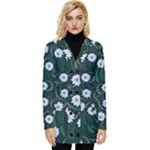 Folk flowers art pattern Floral  surface design  Seamless pattern Button Up Hooded Coat 