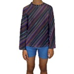 Dark Multicolored Striped Print Design Dark Multicolored Striped Print Design Kids  Long Sleeve Swimwear