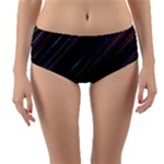 Dark Multicolored Striped Print Design Dark Multicolored Striped Print Design Reversible Mid-Waist Bikini Bottoms
