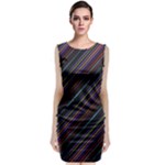 Dark Multicolored Striped Print Design Dark Multicolored Striped Print Design Classic Sleeveless Midi Dress