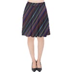 Dark Multicolored Striped Print Design Dark Multicolored Striped Print Design Velvet High Waist Skirt