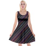 Dark Multicolored Striped Print Design Dark Multicolored Striped Print Design Reversible Velvet Sleeveless Dress