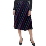 Dark Multicolored Striped Print Design Dark Multicolored Striped Print Design Classic Velour Midi Skirt 