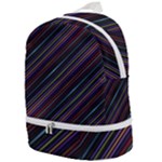 Dark Multicolored Striped Print Design Dark Multicolored Striped Print Design Zip Bottom Backpack