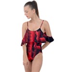 Red Light Drape Piece Swimsuit