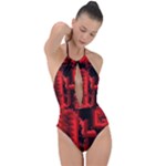 Red Light Plunge Cut Halter Swimsuit