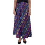Dark Multicolored Mosaic Pattern Flared Maxi Skirt