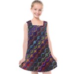 Dark Multicolored Mosaic Pattern Kids  Cross Back Dress