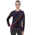 Dark Multicolored Mosaic Pattern Women s Pique Long Sleeve Tee