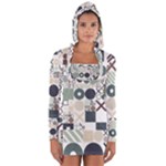 Mosaic Print Long Sleeve Hooded T-shirt