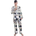 Mosaic Print Men s Long Sleeve Satin Pajamas Set