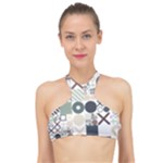 Mosaic Print High Neck Bikini Top