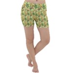 Green Pastel Pattern Lightweight Velour Yoga Shorts