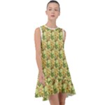 Green Pastel Pattern Frill Swing Dress