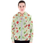 Seamless Pattern With Vegetables  Delicious Vegetables Women s Zipper Hoodie