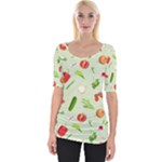 Seamless Pattern With Vegetables  Delicious Vegetables Wide Neckline Tee