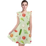 Seamless Pattern With Vegetables  Delicious Vegetables Tie Up Tunic Dress