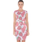 Strawberry Cow Pet Capsleeve Drawstring Dress 