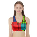 Colorful Rectangle boxes Sports Bra with Border