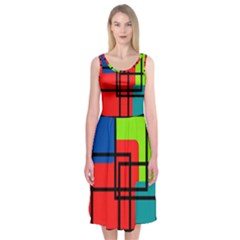 Colorful Rectangle boxes Midi Sleeveless Dress from ArtsNow.com