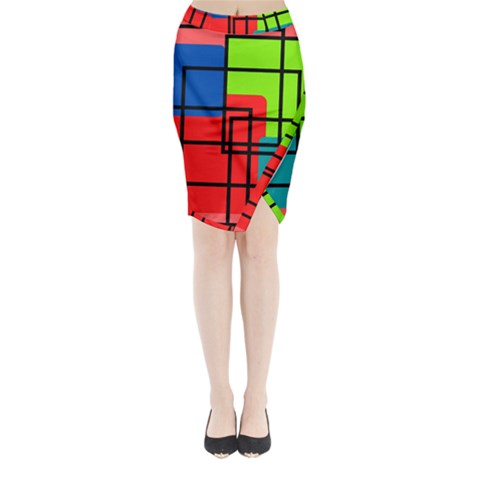 Colorful Rectangle boxes Midi Wrap Pencil Skirt from ArtsNow.com