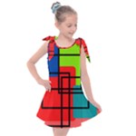 Colorful Rectangle boxes Kids  Tie Up Tunic Dress