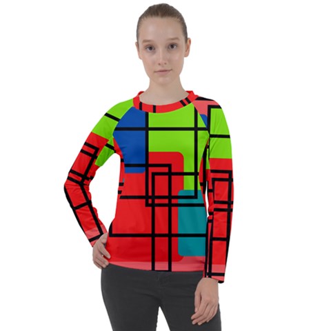 Colorful Rectangle boxes Women s Long Sleeve Raglan Tee from ArtsNow.com