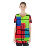 Colorful Rectangle boxes Skirt Hem Sports Top