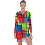 Colorful Rectangle boxes Asymmetric Cut-Out Shift Dress