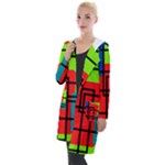 Colorful Rectangle boxes Hooded Pocket Cardigan