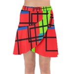 Colorful Rectangle boxes Wrap Front Skirt