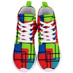 Colorful Rectangle boxes Women s Lightweight High Top Sneakers