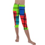 Colorful Rectangle boxes Kids  Lightweight Velour Capri Leggings 