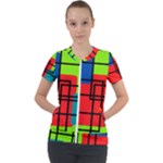 Colorful Rectangle boxes Short Sleeve Zip Up Jacket