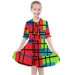 Colorful Rectangle boxes Kids  All Frills Chiffon Dress