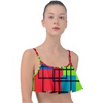 Colorful Rectangle boxes Frill Bikini Top