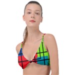 Colorful Rectangle boxes Knot Up Bikini Top
