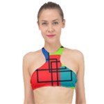 Colorful Rectangle boxes High Neck Bikini Top